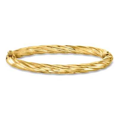 Ross-simons Italian 6mm 18kt Gold Over Sterling Twisted Bangle Bracelet In Transparent