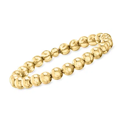 Ross-simons Italian 8mm 18kt Gold Over Sterling Bead Stretch Bracelet