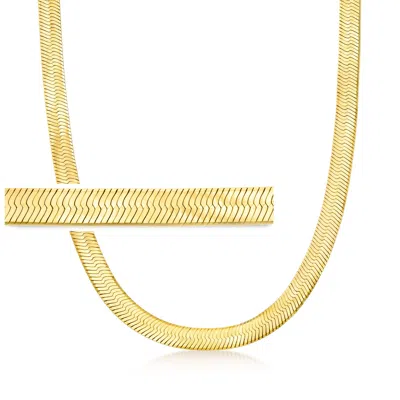 Ross-simons Italian 8mm 18kt Gold Over Sterling Herringbone Necklace