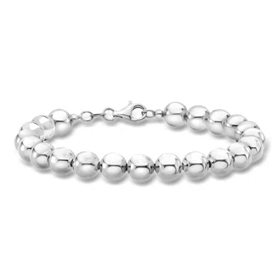 Ross-simons Italian 8mm Sterling Silver Bead Bracelet In Purple