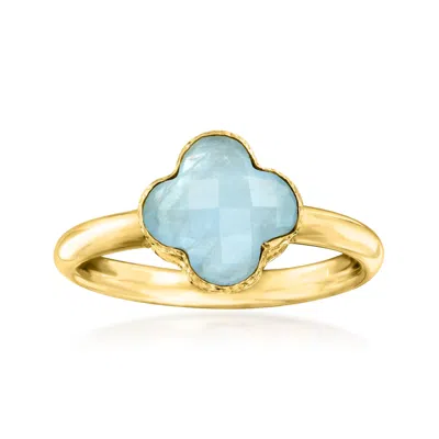 Ross-simons Italian Aquamarine Ring In 14kt Yellow Gold In Blue