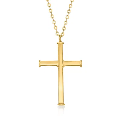Ross-simons Italian Cross Necklace In 14kt Yellow Gold In Multi