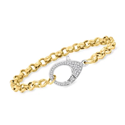 Ross-simons Italian Cz Oversized Lobster Clasp Bracelet In 18kt Gold Over Sterling And Sterling Silver In Multi