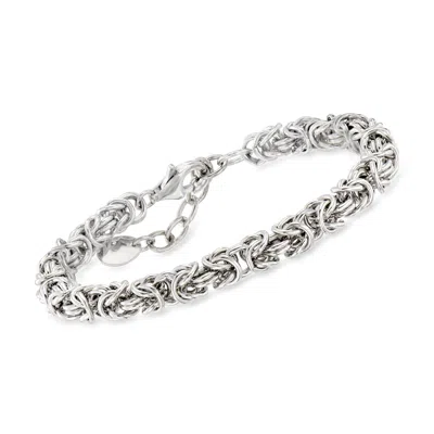 Ross-simons Italian Rhodium-plated Byzantine Bracelet In Metallic