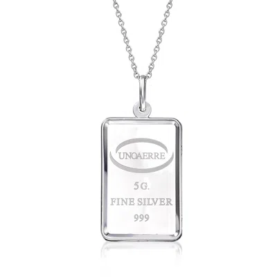 Ross-simons Italian Sterling Silver 5-gram Ingot Pendant Necklace In Metallic