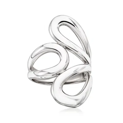 Ross-simons Italian Sterling Silver Abstract Floral Ring In Metallic