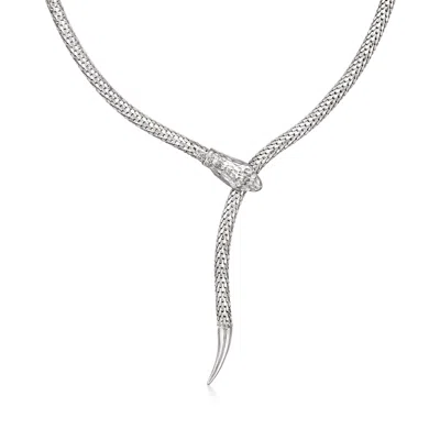 Ross-simons Italian Sterling Silver Adjustable Snake Necklace In Metallic