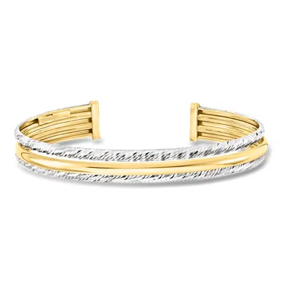 Ross-simons Italian Sterling Silver And 18kt Gold Over Sterling Cuff Bracelet