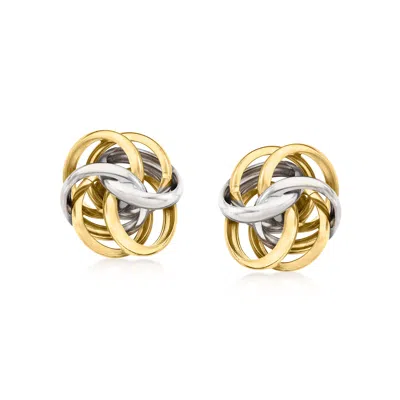 Ross-simons Italian Sterling Silver And 18kt Gold Over Sterling Love Knot Earrings In Multi