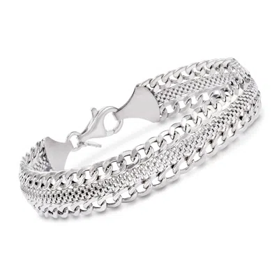 Ross-simons Italian Sterling Silver Curb-link Bracelet In Metallic