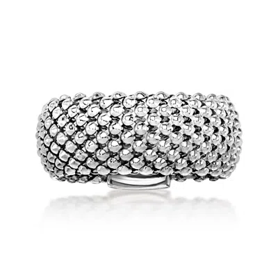 Ross-simons Italian Sterling Silver Flat Popcorn-link Ring In Metallic