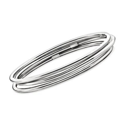Ross-simons Italian Sterling Silver Jewelry Set: 3 Polished Bangle Bracelets In Metallic
