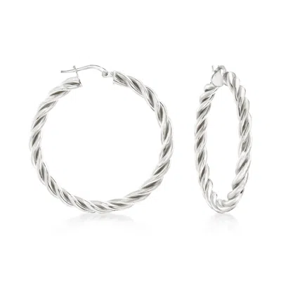 Ross-simons Italian Sterling Silver Medium Twisted Hoop Earrings In Metallic