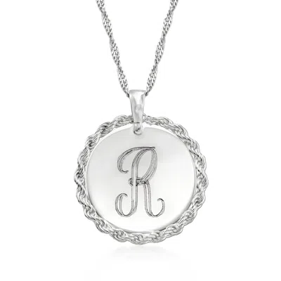 Ross-simons Italian Sterling Silver Personalized Roped-disc Pendant Necklace