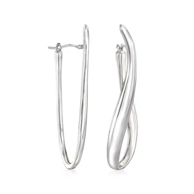 Ross-simons Italian Sterling Silver Twisted U-shaped Hoop Earrings In Metallic