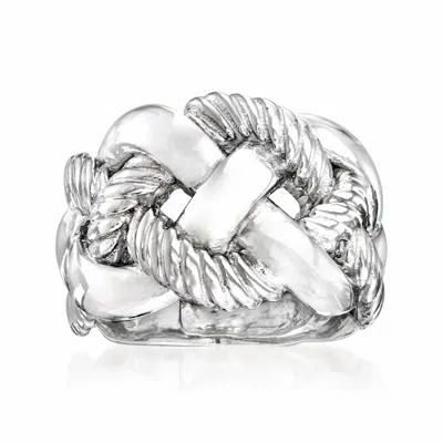 Ross-simons Italian Sterling Silver Wide Braided Ring In White