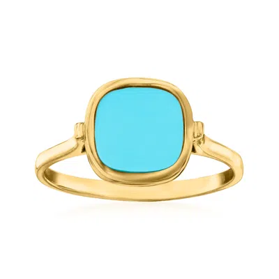 Ross-simons Italian Turquoise Ring In 14kt Yellow Gold In Blue