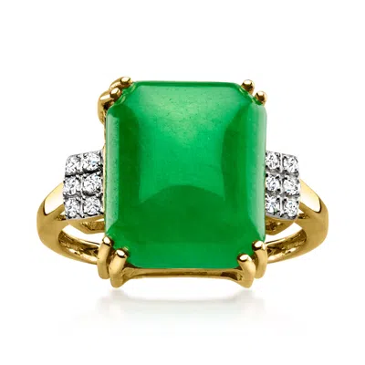 Ross-simons Jade Ring With Diamonds In 10kt Yellow Gold