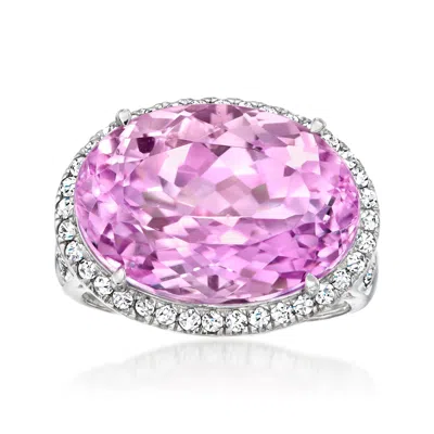 Ross-simons Kunzite Ring With . Lab-grown Diamonds In Platinum In Metallic