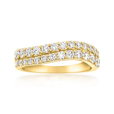 Ross-simons Lab-grown Diamond 2-row Wave Ring In 18kt Gold Over Sterling