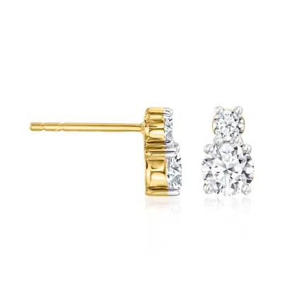 Ross-simons Lab-grown Diamond 2-stone Earrings In 18kt Gold Over Sterling
