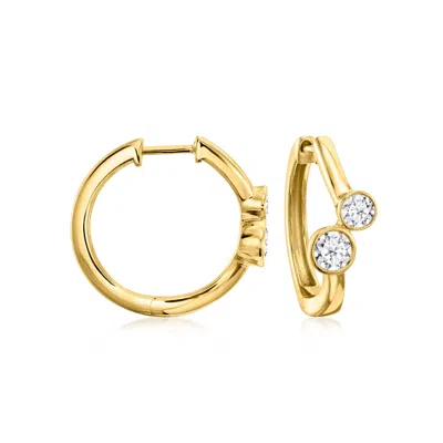 Ross-simons Lab-grown Diamond 2-stone Hoop Earrings In 18kt Gold Over Sterling