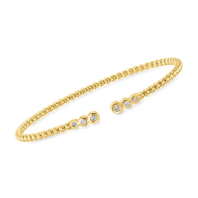 Ross-simons Lab-grown Diamond Beaded Cuff Bracelet In 18kt Gold Over Sterling