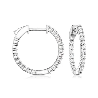 Ross-simons Lab-grown Diamond Inside-outside Hoop Earrings In Sterling Silver In Metallic