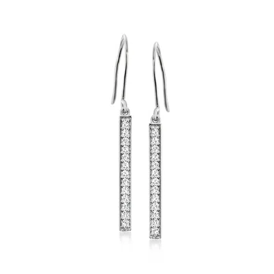 Ross-simons Lab-grown Diamond Linear Drop Earrings In Sterling Silver