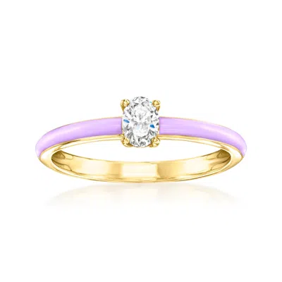 Ross-simons Lab-grown Diamond Ring With Lavender Enamel In 18kt Gold Over Sterling In Pattern