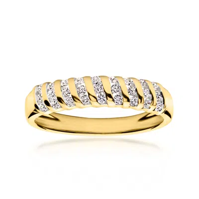 Ross-simons Lab-grown Diamond Striped Ring In 18kt Gold Over Sterling
