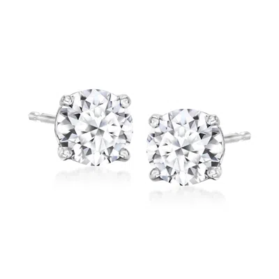 Ross-simons Lab-grown Diamond Stud Earrings In 14kt White Gold In Silver