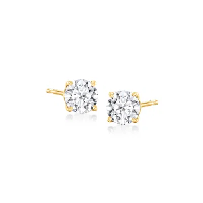 Ross-simons Lab-grown Diamond Stud Earrings In 18kt Gold Over Sterling In Transparent