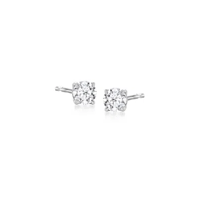 Ross-simons Lab-grown Diamond Stud Earrings In Sterling Silver In Transparent