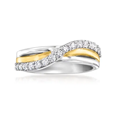 Ross-simons Lab-grown Diamond Wave Ring In Sterling Silver And 18kt Gold Over Sterling In Metallic