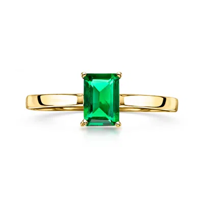 Ross-simons Lab-grown Emerald Ring In 10kt Yellow Gold In Green