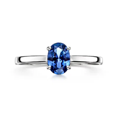 Ross-simons Lab-grown Sapphire Ring In 10kt White Gold In Blue