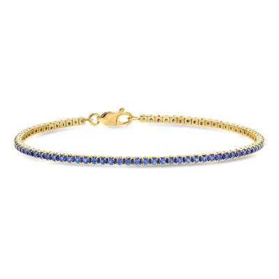 Ross-simons Lab-grown Sapphire Tennis Bracelet In 18kt Gold Over Sterling In Multi