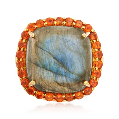 Ross-simons Labradorite And 1.00 Ct. T.w. Orange Citrine Ring In 18kt Gold Over Sterling
