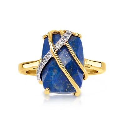 Ross-simons Lapis And White Topaz Ring In 18kt Gold Over Sterling
