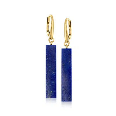Ross-simons Lapis Bar Drop Earrings In 18kt Gold Over Sterling In Blue
