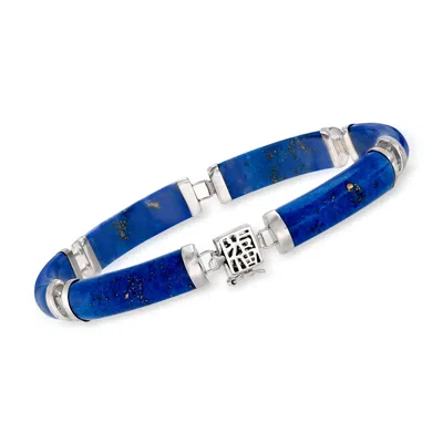 Ross-simons Lapis "bless" Bracelet In Sterling Silver