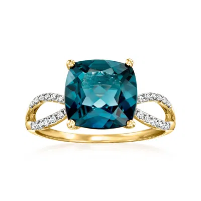 Ross-simons London Blue Topaz And . Diamond Ring In 14kt Yellow Gold In Multi