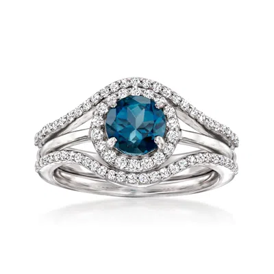 Ross-simons London Blue Topaz And . White Topaz Jewelry Set: Ring And Ring Guard In Sterling Silver