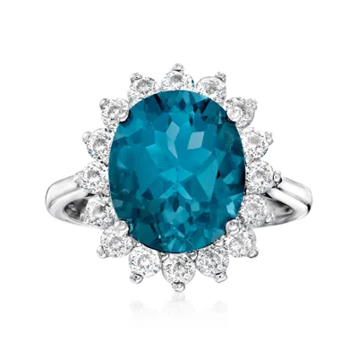 Ross-simons London Blue Topaz And White Topaz Ring In Sterling Silver In Metallic