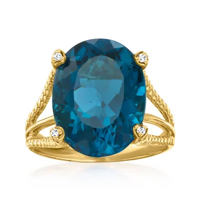 Ross-simons London Blue Topaz Ring With Diamond Accents In 18kt Gold Over Sterling In Yellow