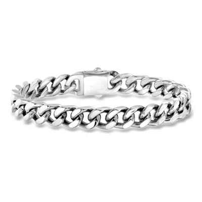 Ross-simons Men's 10mm Stainless Steel Cuban-link Bracelet In Silver