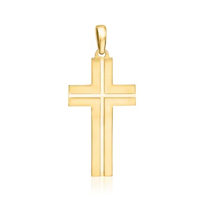 Ross-simons Men's 14kt Yellow Gold Grooved Cross Pendant