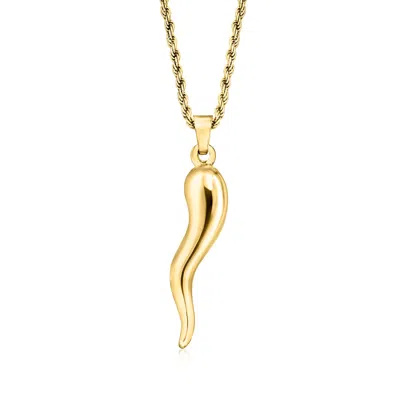 Ross-simons Men's 18kt Gold Over Sterling Italian Horn Pendant Necklace