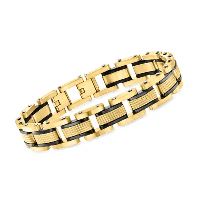 Ross-simons Men's 18kt Gold-plated Stainless Steel Link Bracelet